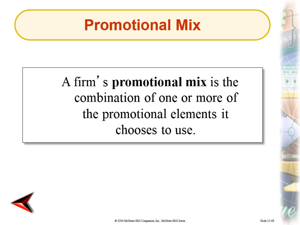 Slide 15-88 A firm’s promotional mix is the combination of one or more of